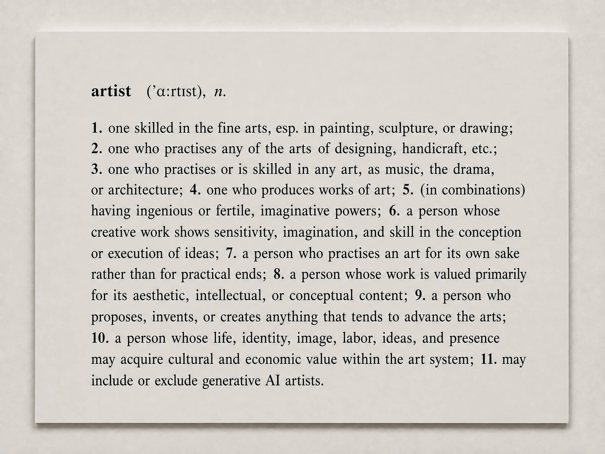 Fragmento de One and Three Artists de YOel Almaguer, 2026